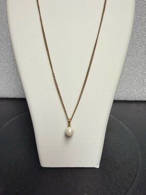VTG Michele Lynn Pearl Pendant Mom Necklace Gold Plated Elegant Bridal Solitaire